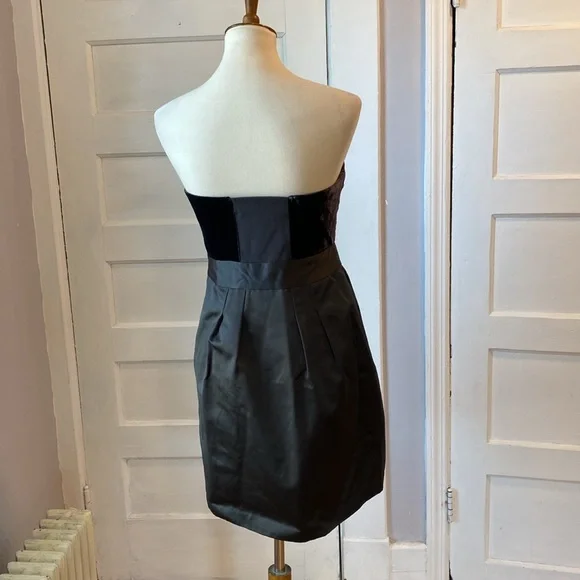 NWT Theory Chanesa Velvet & Silk Dark Brown Strapless Dress, Size 12 - Picture 6 of 17